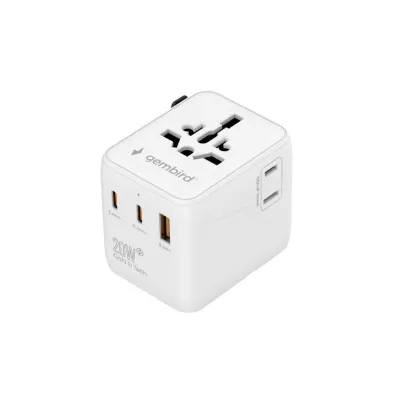 POWER ADAPTER TRAVEL 20W WHITE TPA- 1A2C20-01-W GEMBIRD reisiadapter
